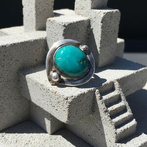 Artisan Silver Ring with Turquoise Stone